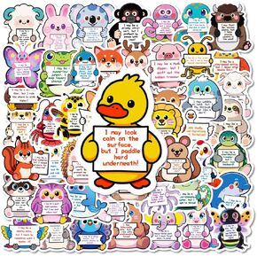 112 قطعة من ملصقات التأكيد - ملصقات حيوانات داعمة عاطفيًا، ملصقات حيوانات لطيفة، ملصق إيجابي تحفيزي للبالغين أو الأطفال، ملصقات مقاومة للماء لزجاجات المياه وأجهزة الكمبيوتر المحمولة والهواتف in Kuwait