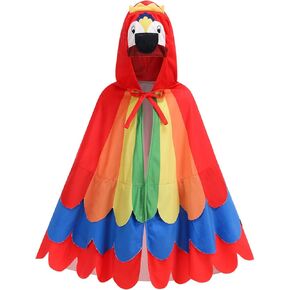 Parrot Costume for Kids, Rainbow Bird Wings Shawl Dress Up Cute Animal Cape Role Play Halloween Party for Boy Girl in Kuwait