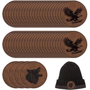 MECCANIXITY 64 Pcs Blank Leather Hat Patches, Laser Engraving Iron-on Round Laserable Rustic Leatherette Patch for Hats Cap, Light Brown 2.56x2.56Inch in Saudi Arabia