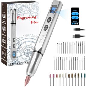 Electric Engraving Pen, Cordless Rechargeable Mini Rotary Tool with 42 Bits, Aluminum Body, Variable Speed, Portable Engraver Pen for Metal Wood Glass and Plastic, Silver in Saudi Arabia