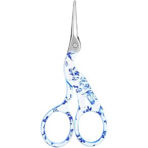 Asixxsix Embroidery Scissors, Fast Cutting Sewing Scissors, Vintage for Household Sewing Accessories DIY Tailor Cloth(Flower Porcelain Color (Small Blue)) in Kuwait