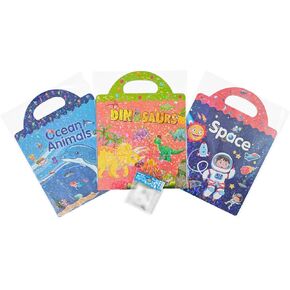 ToysDiva Dinosaurs, Ocean Animals, Space: Reusable Sticker Activity Booklet Bundle with 1 Mini Collectible Eraser for Ages 3+ (Random Theme) [56144]" in Saudi Arabia