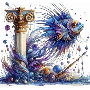 مجموعات الطلاء الماسي للأسماك من أنوفر للبالغين، مجموعات فنية ماسية خماسية الأبعاد للمبتدئين، مجموعات طلاء ماسية كاملة الحفر لديكور الحائط المنزلي، 12 × 12 بوصة in Kuwait