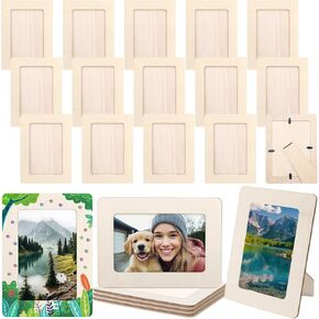 50 قطعة من إطارات الصور الخشبية DIY مقاس 10.16 × 15.24 سم، إطارات صور واقفة من الخشب الصلب غير مكتملة، صناعة يدوية من الخشب للرسم، تزيين فني، هدايا حفلات أعياد الميلاد in Kuwait