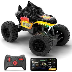 Spiker 2WD RC Car Toy for Kids | High-Speed ATV Remote & App-Controlled Rock Crawler | Type-C USB Rechargeable with Bluetooth Speakers & RGB Lights | for Boys & Girls 4+ Years (Black) in Saudi Arabia