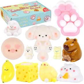 Taba Squishy Toys Kit 12 Pcs, Fufu Squishy Pack Include Taba Squishy Paw, Hamster, Chick, Dog, Pig, Banana, Bear, Capybara, Squishies for Kids, Sensory Toys for Boys and Girls in Saudi Arabia