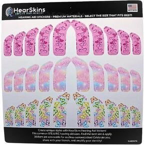 Hearing Aid Stickers | Butterflies Clouds and Pink Hearts| Repositionable Decals |Peel and Stick Covers, Endless Customization | Find The Best Size + Apply in Saudi Arabia