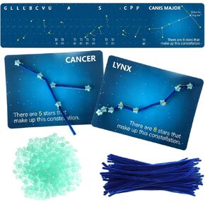 مجموعة Jenaai Constellation Map Craft Kit مع 24 قطعة من بطاقات ملاحظات كوكبة، 120 قطعة من منظفات الأنابيب، حزمة واحدة من الخرز البلاستيكي المتوهج في الظلام على شكل نجمة خماسية من أجل صناعة لوازم يدوية ممتعة in Saudi Arabia