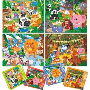 Dotimo 4-in-1 Vehicle Puzzles for Toddlers 3-5 – Fire Truck, Police Car, Ambulance & Cement Mixer Puzzles, 24/30/35/48 Piece Educational Games with Storage Box in Kuwait