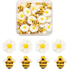BEEFLYING 50 قطعة زهرة الأقحوان النحل الراتنج السحر البلاستيك فلاتباك النحل سحر الايبوكسي السحر لصنع المجوهرات الحرف لوازم الديكور in Kuwait