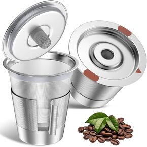 أكواب K قابلة لإعادة الاستخدام لـ Keurig | كبسولات قهوة Keurig قابلة لإعادة الاستخدام، أكواب عالمية من الفولاذ المقاوم للصدأ K لصانعي القهوة Keurig 2.0 و1.0 (عبوة من قطعتين) in Kuwait