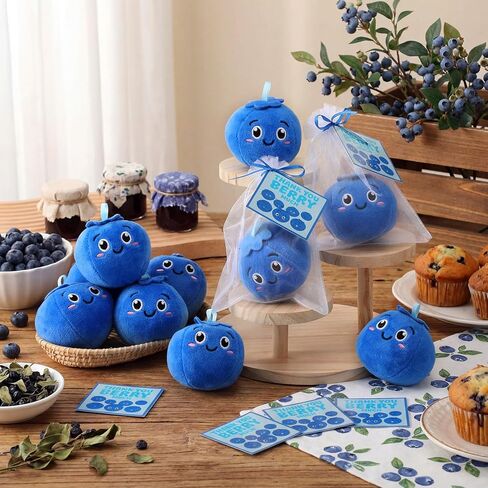 12 Pcs Blueberry Stuffed Plush with Thank You Berry Much Card 3 Inch Cute Blueberry Fruit Stuffed Plush for Party Soft Berry Smiling Fruit Plushies for Holiday Party Gift in Saudi Arabia