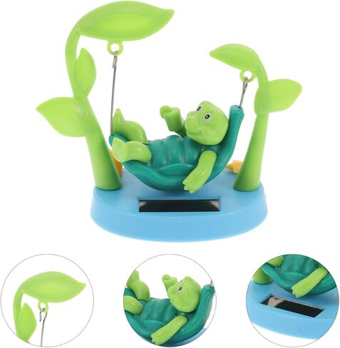 Cabilock Solar Powered Swinging Turtle Car Ornament Dashboard Decoration Cute Cartoon Animal Figurine Toy for Car Interior and Office Accessories in Saudi Arabia