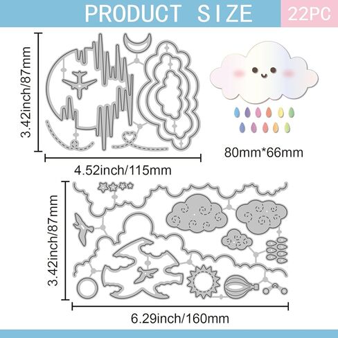 GLOBLELAND Clouds Frames Cutting Dies for Card Making Bird Sunset Borders Die Cuts Stars Moons Hot Air Balloon Metal Die Cut Dies for DIY Scrapbooking Embossing Photo Album Craft Decor in Saudi Arabia