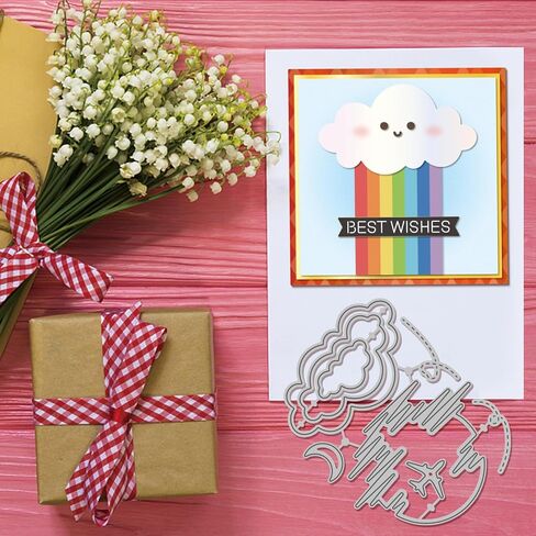GLOBLELAND Clouds Frames Cutting Dies for Card Making Bird Sunset Borders Die Cuts Stars Moons Hot Air Balloon Metal Die Cut Dies for DIY Scrapbooking Embossing Photo Album Craft Decor in Saudi Arabia