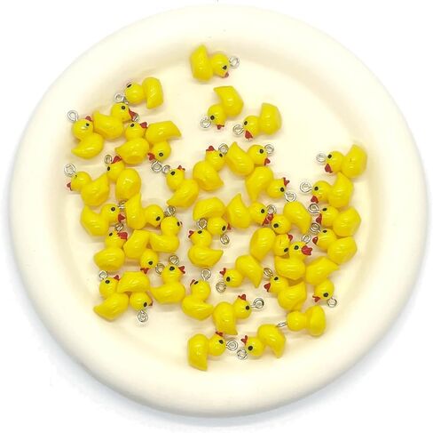 50PCS Luminous Resin Ducks Charms, Mini Yellow Luminous Ducks Resin Pendants, Cute Animal Pendants Bulk, Kawaii Duck Dangle Charms for Necklace Bracelet Earrings Jewelry Making DIY Crafts in Saudi Arabia