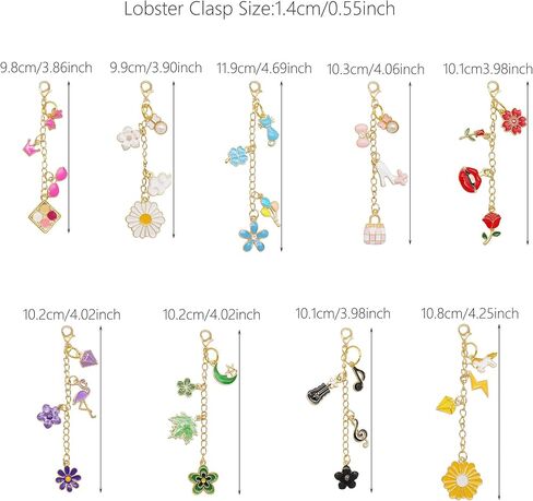 Julie Wang 9PCS Lip Balm Charms Lip Balm Keychains Red Pink Enamel Floral Pendants for Lip Gloss Women Keys Purse Decor in Saudi Arabia