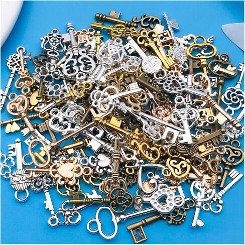 100pcs Silver Gold Bronze Bracelet Charms for Jewelry Making Sets DIY Necklace Bracelet Keychain Crafting Charms Kit Craft Supplies in Saudi Arabia