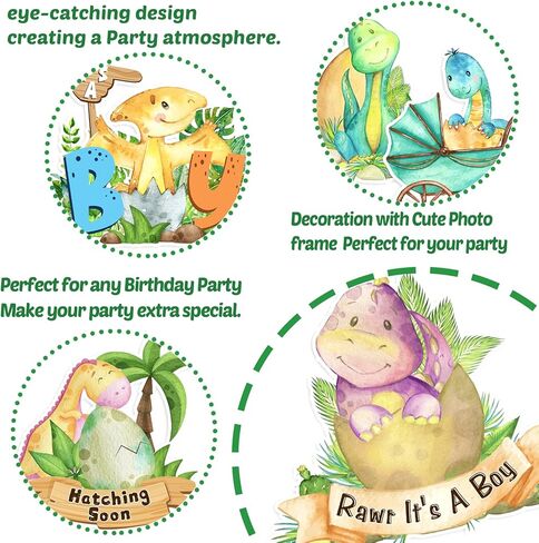 32Pcs Dinosaur Cupcake Toppers, It's A Boy Baby Shower Decorations, Dinosaur Theme Cake Toppers for Baby Shower Party Supplies, Hatching Dino Gender Reveal in Saudi Arabia