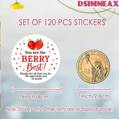 120 عبوة من ملصقات تقدير You are The Berry - ملصقات شكر على شكل فراولة مقاس 1.6 سم للموظفين والمعلمين والممرضات والمتطوعين - أختام هدايا تقدير الموظفين in Kuwait