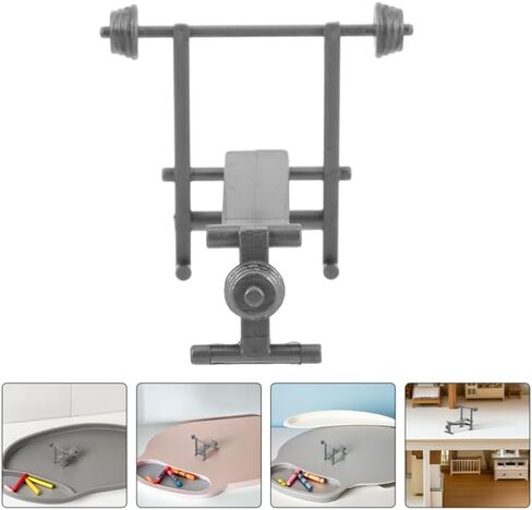 DECHOUS 2pcs Miniature Gym Equipment Realistic Dollhouse Fitness Accessories for Creative Play and Landscape Design Tiny Barbell Weight Bench for Miniature Scenes in Saudi Arabia