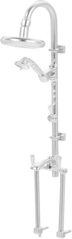 رأس دش مصغر لبيت الدمى، ملحق أثاث الحمام الفضي الواقعي بمقياس 1:12 لديكور DIY، نموذج دش صغير لمشهد بيت الدمية ودعامة الصور in Kuwait