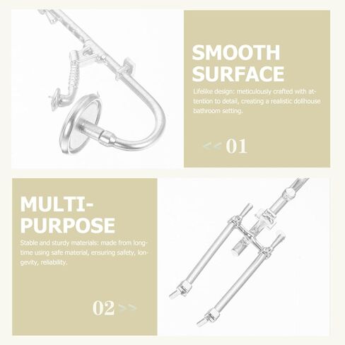 رأس دش مصغر لبيت الدمى، ملحق أثاث الحمام الفضي الواقعي بمقياس 1:12 لديكور DIY، نموذج دش صغير لمشهد بيت الدمية ودعامة الصور in Kuwait