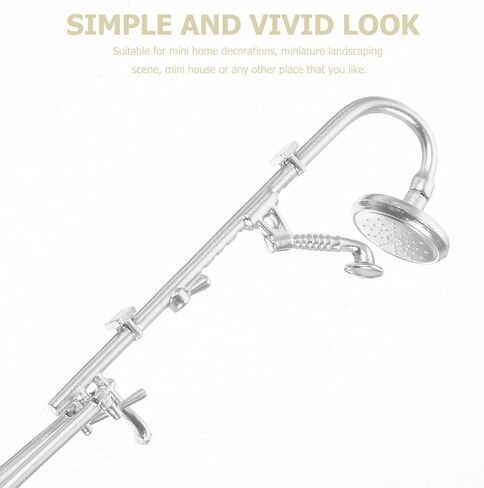 رأس دش مصغر لبيت الدمى، ملحق أثاث الحمام الفضي الواقعي بمقياس 1:12 لديكور DIY، نموذج دش صغير لمشهد بيت الدمية ودعامة الصور in Kuwait