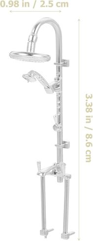 رأس دش مصغر لبيت الدمى، ملحق أثاث الحمام الفضي الواقعي بمقياس 1:12 لديكور DIY، نموذج دش صغير لمشهد بيت الدمية ودعامة الصور in Kuwait