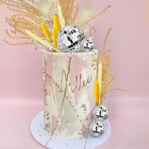 14 PCS 1.18inch 1.57inch 1.97inch 2.36inch Disco Ball Cake Decoration Ornaments Reflective Mirror Ball Cake Decoration 70s Disco Themed Party Christmas Tree Decoration in Saudi Arabia
