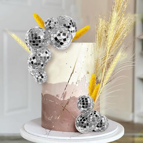 14 PCS 1.18inch 1.57inch 1.97inch 2.36inch Disco Ball Cake Decoration Ornaments Reflective Mirror Ball Cake Decoration 70s Disco Themed Party Christmas Tree Decoration in Saudi Arabia