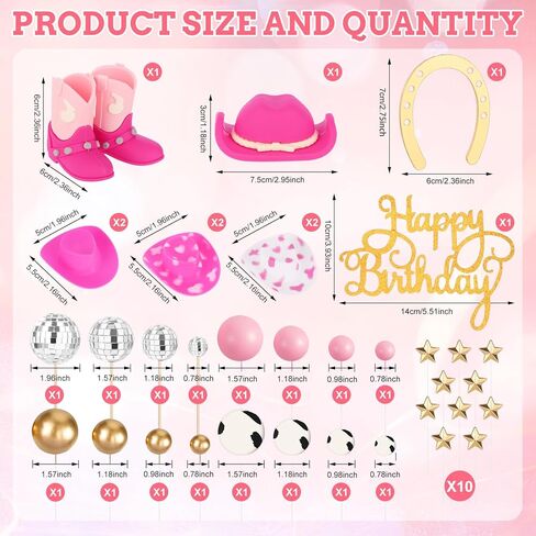 36 Pcs Cowgirl Cake Decorations Cowboy Western Cake Decorations Cowgirl Hat and Boot Cake Topper Cow Balls Topper Western Cowgirl Birthday Baby Shower Party Favors in Saudi Arabia