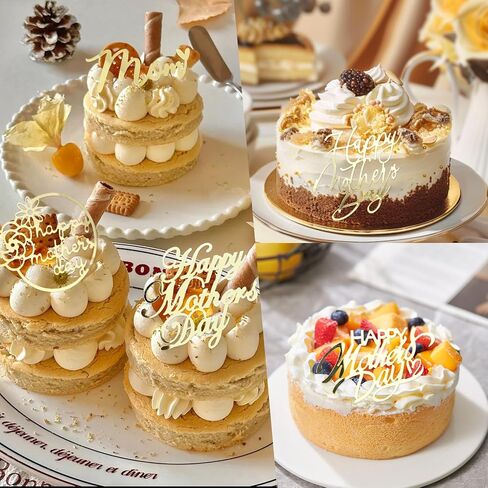 12 Pcs Happy Mother's Day Cake Topper Acrylic Gold Heart Shaped Cake Accessories for Birthday Cake Decoration Party Supplies in Saudi Arabia