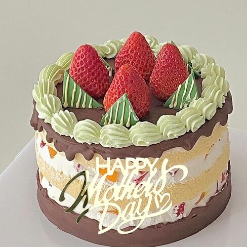 12 Pcs Happy Mother's Day Cake Topper Acrylic Gold Heart Shaped Cake Accessories for Birthday Cake Decoration Party Supplies in Saudi Arabia