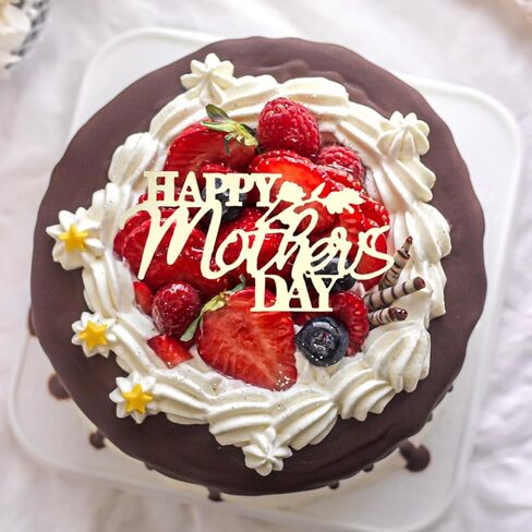 12 Pcs Happy Mother's Day Cake Topper Acrylic Gold Heart Shaped Cake Accessories for Birthday Cake Decoration Party Supplies in Saudi Arabia