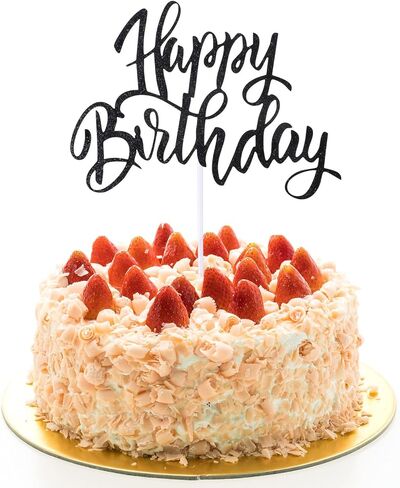 غلاف كعكة عيد ميلاد سعيد أسود، أغطية كعكة عيد ميلاد لامعة على الوجهين للطفل تكشف عن نوع الجنس لوازم تزيين حفلات الذكرى السنوية in Saudi Arabia