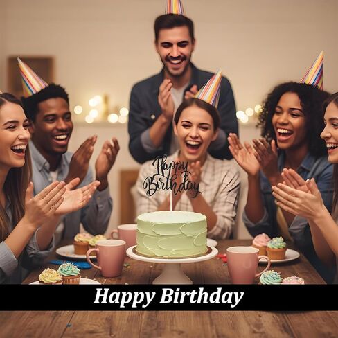 غلاف كعكة عيد ميلاد سعيد أسود، أغطية كعكة عيد ميلاد لامعة على الوجهين للطفل تكشف عن نوع الجنس لوازم تزيين حفلات الذكرى السنوية in Saudi Arabia