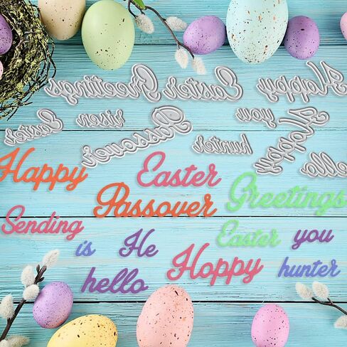 15 PCS Easter Words Metal Die Cuts for Card Making, Holiday Words Cutting Dies for DIY Decor Paper Craft Card Making Scrapbooking Paper Album Stamp in Saudi Arabia