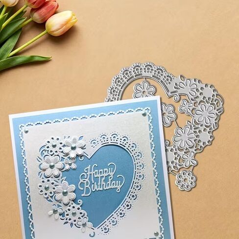 Lace Heart Metal Die Cuts,Flower Lace Hearts Frame Festival Cutting Dies Cut Stencils for DIY Photo Decorative Embossing Paper Dies for Scrapbooking Card Making in Saudi Arabia