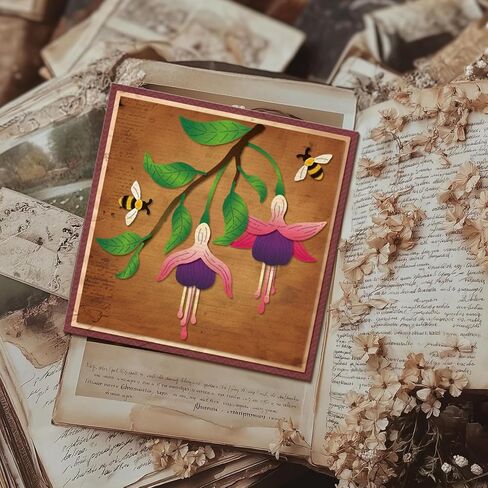 قوالب قطع الزهور الفوشيا من GLOBLELAND لصنع البطاقات ونباتات النحل قطع معدنية مقطوعة في حديقة الربيع وأوراق الشجر الزهرية من أجل ديكور قصاصات الورق والحرف اليدوية in Kuwait