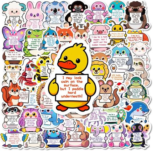 112 قطعة من ملصقات التأكيد - ملصقات حيوانات داعمة عاطفيًا، ملصقات حيوانات لطيفة، ملصق إيجابي تحفيزي للبالغين أو الأطفال، ملصقات مقاومة للماء لزجاجات المياه وأجهزة الكمبيوتر المحمولة والهواتف in Kuwait