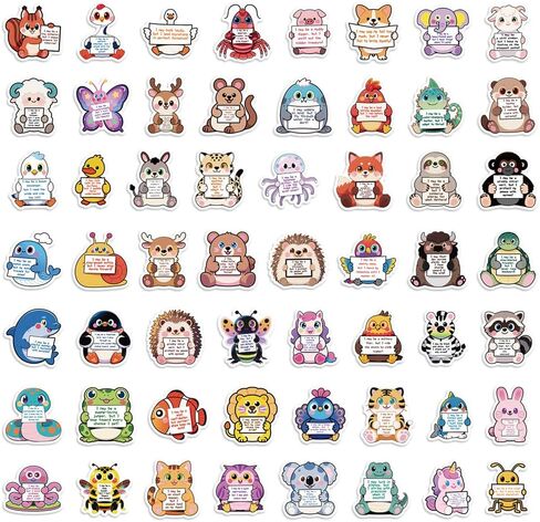 112 قطعة من ملصقات التأكيد - ملصقات حيوانات داعمة عاطفيًا، ملصقات حيوانات لطيفة، ملصق إيجابي تحفيزي للبالغين أو الأطفال، ملصقات مقاومة للماء لزجاجات المياه وأجهزة الكمبيوتر المحمولة والهواتف in Kuwait