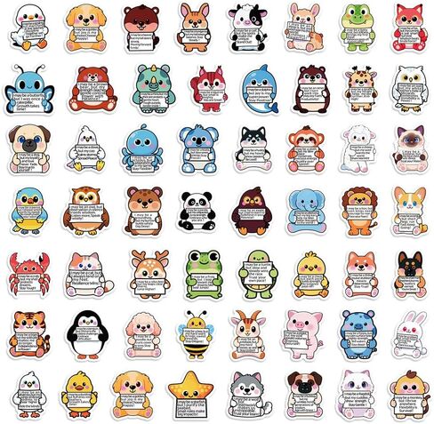 112 قطعة من ملصقات التأكيد - ملصقات حيوانات داعمة عاطفيًا، ملصقات حيوانات لطيفة، ملصق إيجابي تحفيزي للبالغين أو الأطفال، ملصقات مقاومة للماء لزجاجات المياه وأجهزة الكمبيوتر المحمولة والهواتف in Kuwait