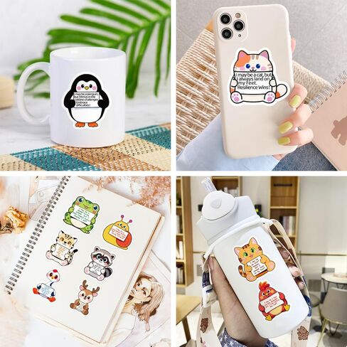 112 قطعة من ملصقات التأكيد - ملصقات حيوانات داعمة عاطفيًا، ملصقات حيوانات لطيفة، ملصق إيجابي تحفيزي للبالغين أو الأطفال، ملصقات مقاومة للماء لزجاجات المياه وأجهزة الكمبيوتر المحمولة والهواتف in Kuwait