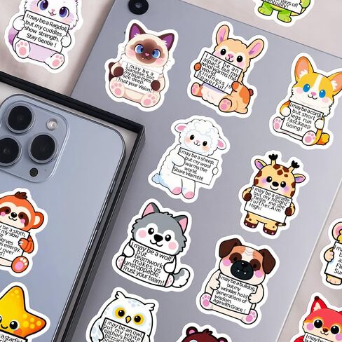 112 قطعة من ملصقات التأكيد - ملصقات حيوانات داعمة عاطفيًا، ملصقات حيوانات لطيفة، ملصق إيجابي تحفيزي للبالغين أو الأطفال، ملصقات مقاومة للماء لزجاجات المياه وأجهزة الكمبيوتر المحمولة والهواتف in Kuwait