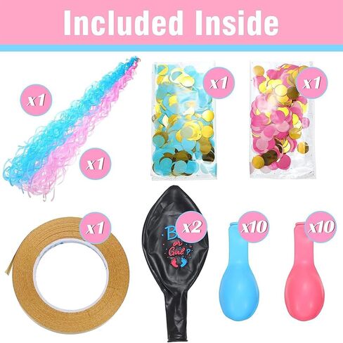 27pcs Gender Reveal Balloon Kit, 2pcs 36" Thickened Balloons with Pink Blue Balloons, Confetti and Tassels For Baby Gender Reveal Party Decorations, Gender Revealideas (Set B) in Saudi Arabia