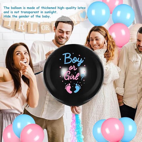 27pcs Gender Reveal Balloon Kit, 2pcs 36" Thickened Balloons with Pink Blue Balloons, Confetti and Tassels For Baby Gender Reveal Party Decorations, Gender Revealideas (Set B) in Saudi Arabia
