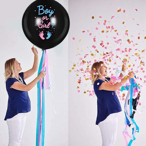 27pcs Gender Reveal Balloon Kit, 2pcs 36" Thickened Balloons with Pink Blue Balloons, Confetti and Tassels For Baby Gender Reveal Party Decorations, Gender Revealideas (Set B) in Saudi Arabia