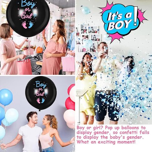 27pcs Gender Reveal Balloon Kit, 2pcs 36" Thickened Balloons with Pink Blue Balloons, Confetti and Tassels For Baby Gender Reveal Party Decorations, Gender Revealideas (Set B) in Saudi Arabia