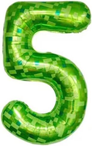 Cartoon Green Pixel Miner Theme Happy Birthday Balloons，16 Inch Letter Number Cartoon Animated Party Decorations, Birthday Banner Balloons Party Decorations Supplies (Happy Birthday) in Saudi Arabia